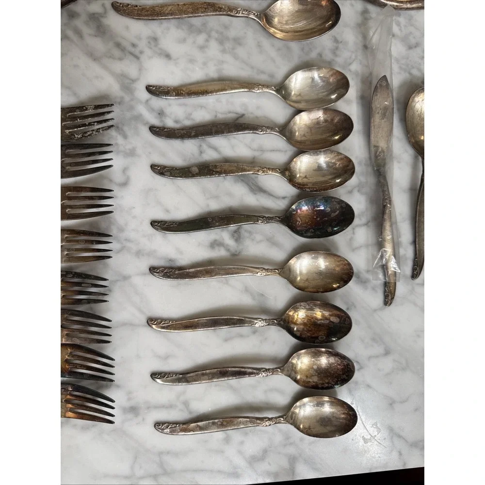 1847 Rogers Bros Vintage 1961 Silver Plate Leilani 43 Pc Flatware Set For 8 Read